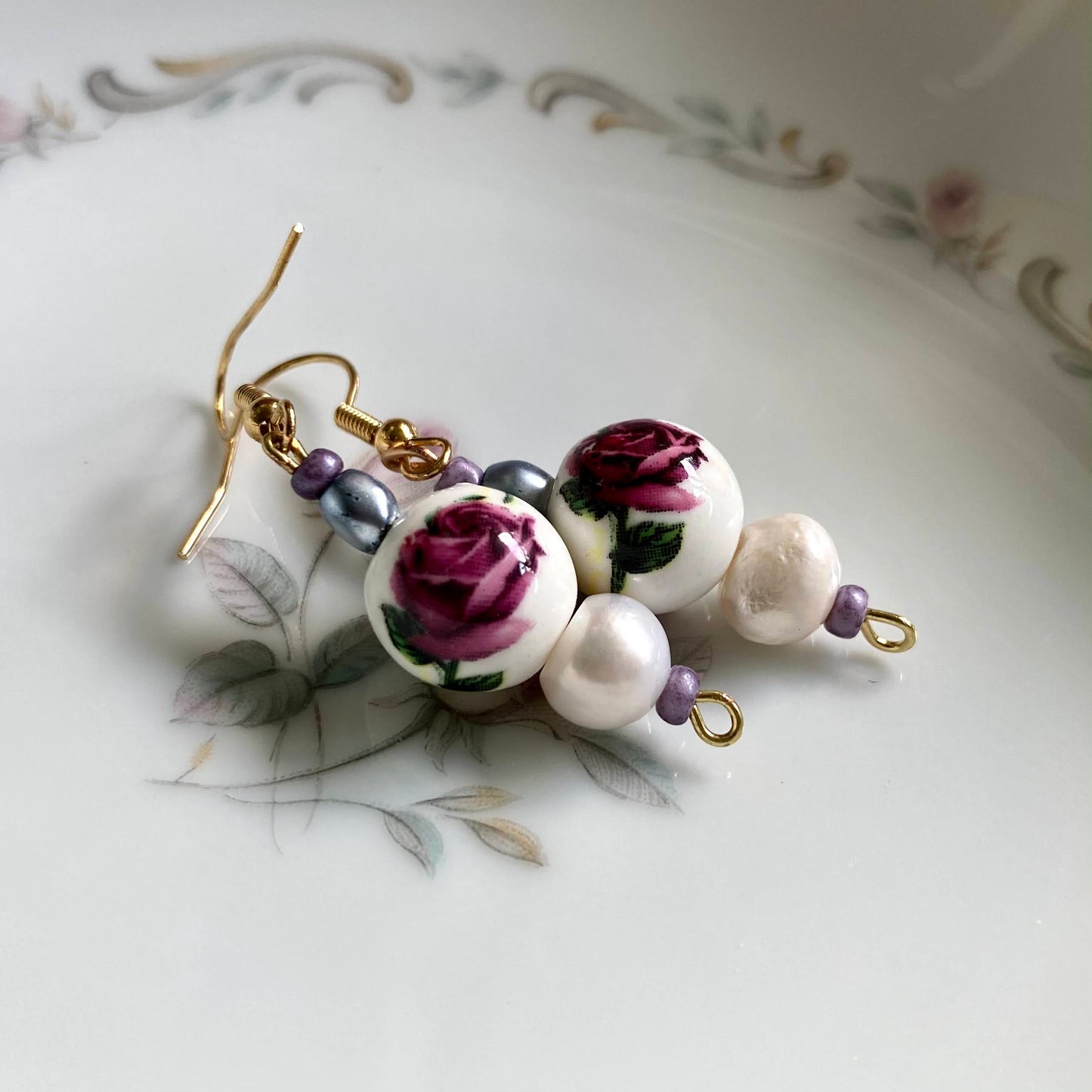 Ceramic and Pearl Earrings