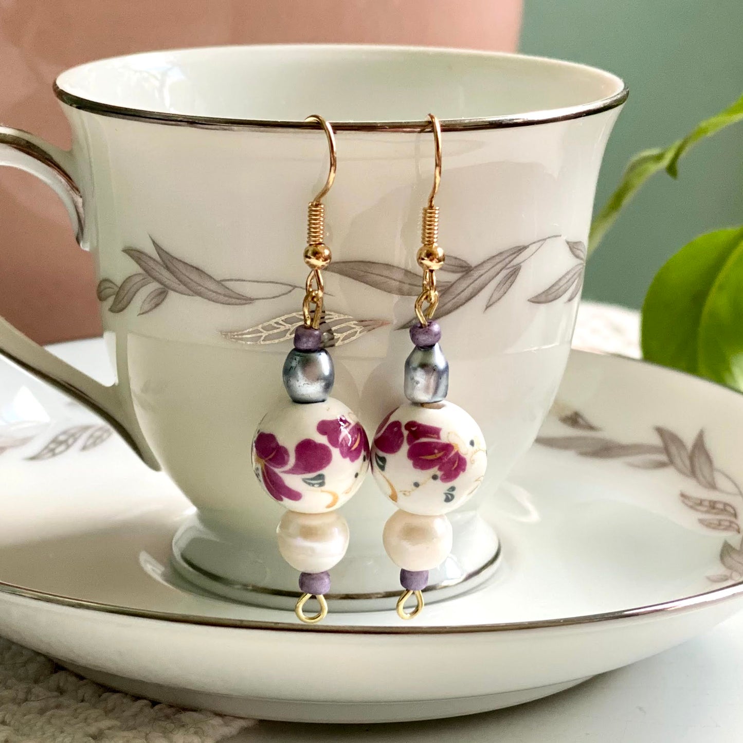 Ceramic and Pearl Earrings