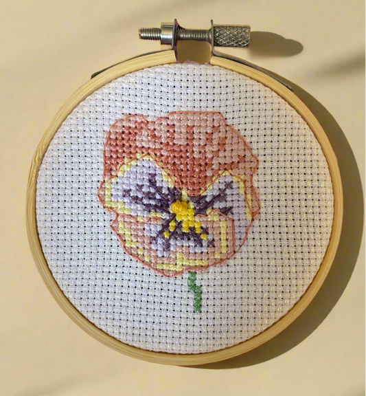 Pink Pansy Cross Stich