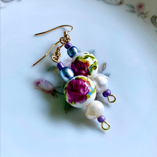 Ceramic and Pearl Earrings